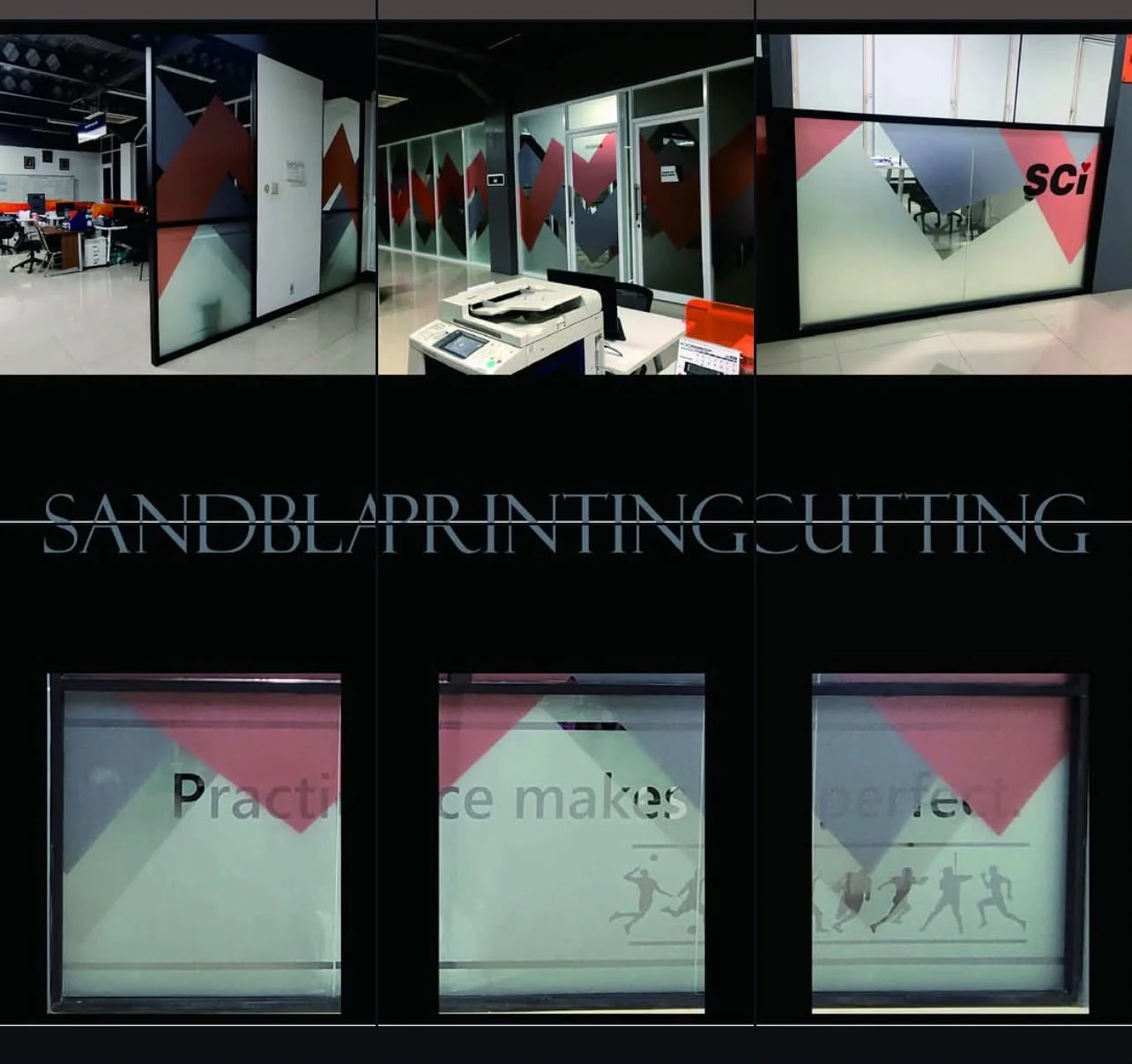 Sandblast pada Partisi Kaca